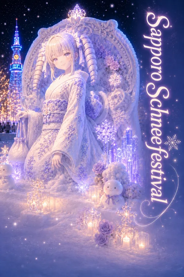 KI-generierte Konzeptkunst von monaka, inspiriert vom Sapporo-Schneefestival auf Hokkaido.