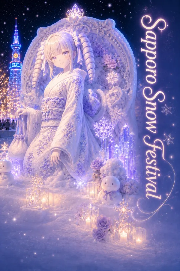 AI-generated concept art of monaka inspired by the Sapporo Snow Festival in Hokkaido.