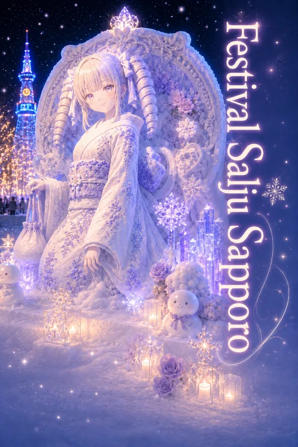 Concept art AI monaka yang terinspirasi Festival Salju Sapporo di Hokkaido.