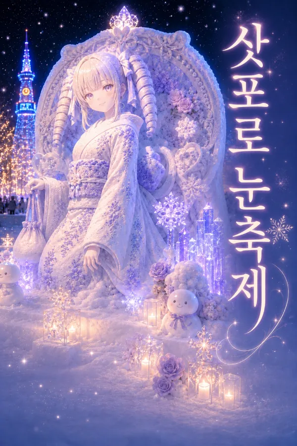 홋카이도 삿포로 눈축제에서 영감을 받은 monaka의 AI 생성 콘셉트 아트.