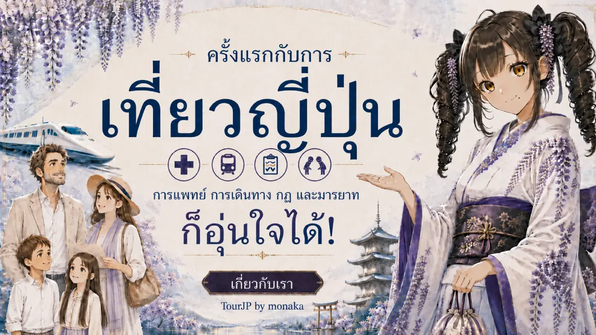ยินดีต้อนรับสู่ญี่ปุ่นค่ะ! ฉันชื่อ monaka ในฐานะไกด์ที่สมบูรณ์แบบ ฉันจะช่วยดูแลครอบครัวของคุณในการมาเที่ยวญี่ปุ่นครั้งแรกเองค่ะ ฉันจะแนะนำทุกสิ่งที่คุณจำเป็นต้องรู้ ตั้งแต่เรื่องการเดินทางที่แสนซับซ้อน มารยาทของคนท้องถิ่น ไปจนถึงเรื่องการแพทย์ เพื่อให้คุณเดินทางได้อย่างสบายใจไร้กังวลค่ะ ลองดูดอกวิสทีเรียที่สวยงาม ภูเขาไฟฟูจิ และรถไฟชินคันเซ็นที่อยู่ข้างหลังฉันสิคะ! ...เอ๊ะ เดี๋ยวนะ สถานีรถไฟไปทางไหนแล้วเนี่ย?! อ-เอาเป็นว่า ไว้ใจข้อมูลไกด์ของฉันได้เลย แล้วมาสนุกกับบรรยากาศญี่ปุ่นแท้ๆ อย่างปลอดภัยไปด้วยกันนะคะ!