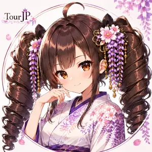 着物姿のTourJP公式ナビゲーター monakaのイラスト